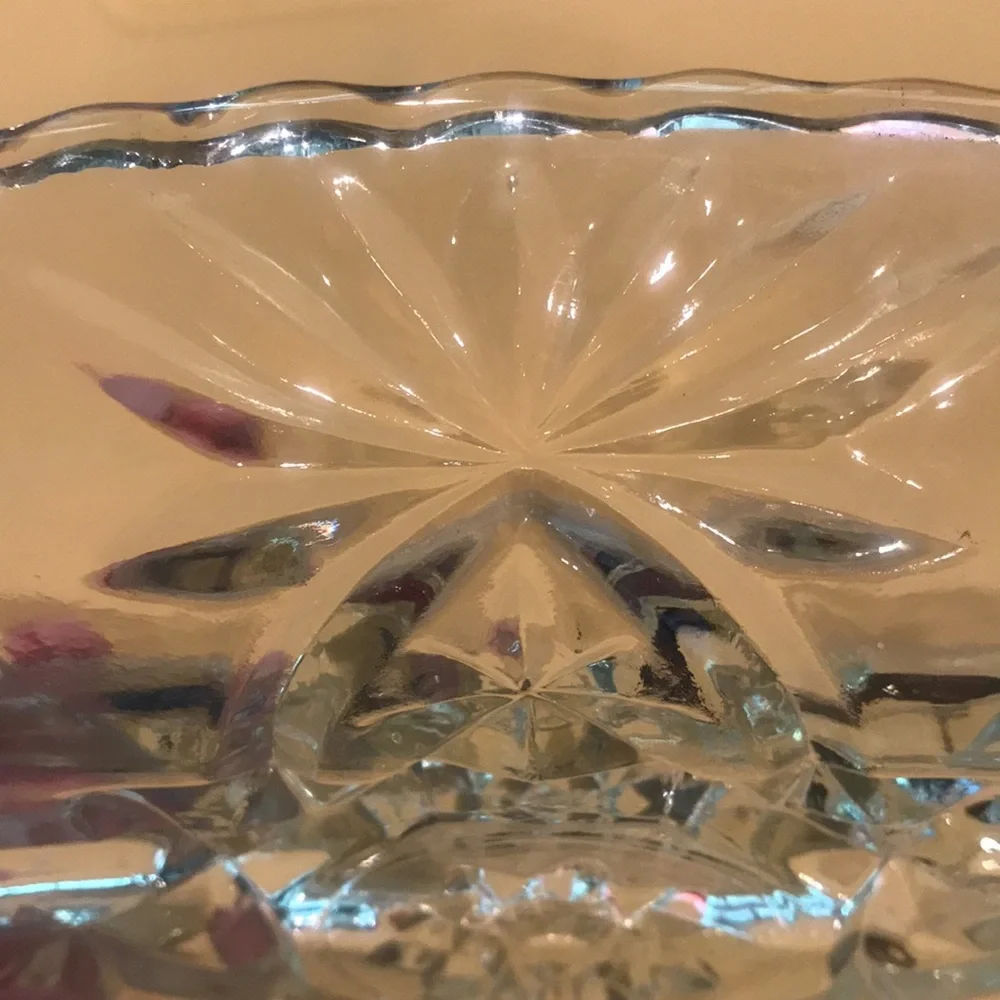 Oval Clear Crystal Glass Divided Candy Nut Relish  Serving Dish